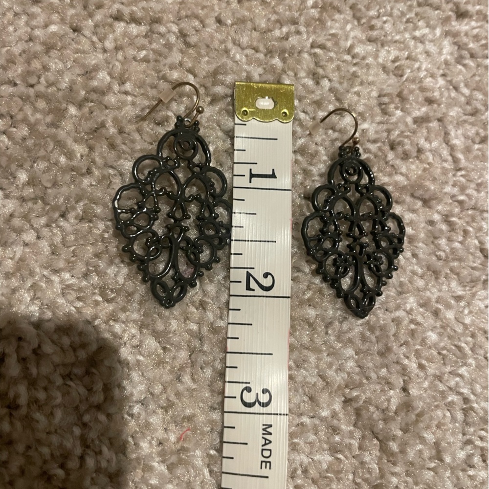 Black Filigree Drop Earrings